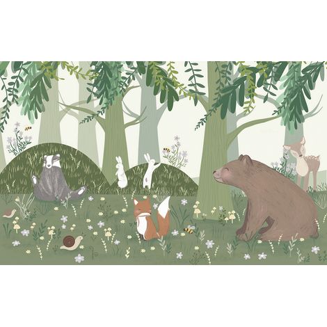 Papier peint panoramique Enfants - Animaux de la Forêt - 130 cm x 81 cm (1/2)