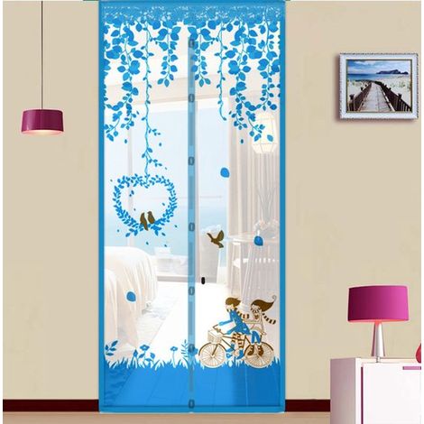 Cortina para puerta，Cortina magnética para puerta，Cortinas de cocina，Cortina transparente sin taladros，Mosquitera para ventana，90210，Azul (1/5)