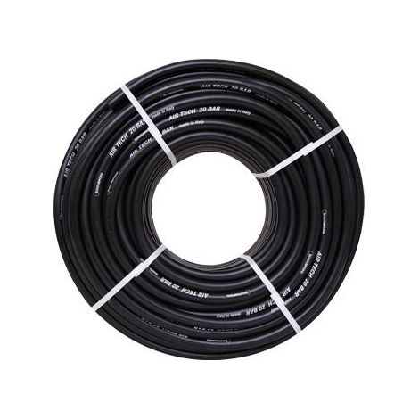 Tubo per compressori in pvc nero rinforzato - Specifiche: Ø mm 6X14 pressione esercizio 20 atm - 100 mt
