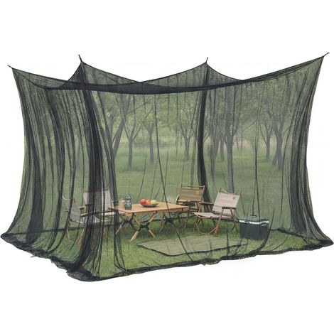 1 Jeu de moustiquaire extérieure portable adaptée à la tente de camping, barrière anti-insectes pour lit double avec fermeture à glissière, couleur noir/blanc pour gazébo, balcon, adaptée pour le prin (1/4)