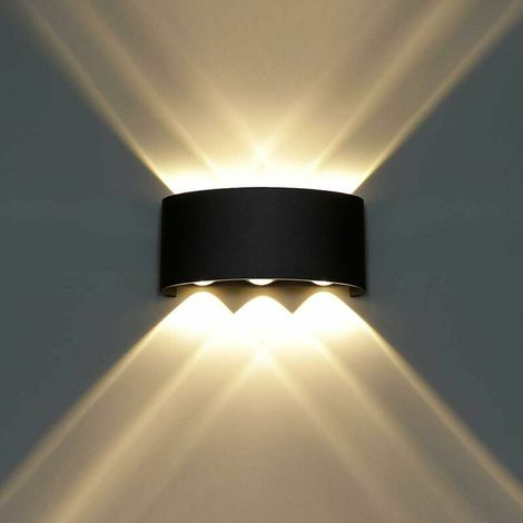 Applique Murale Interieur LED 6W en Aluminium, Lampe Murale Moderne Up Down Spot Lampe pour Salon Chambre Hall Escalier Pathway (Blanc Chaud) - Noir (1/5)