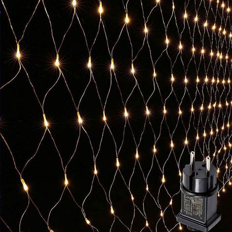1 filet lumineux LED 3x2 m, rideau lumineux blanc chaud, 200 LED, 8 modes, étanche IP44, décoration jardin et intérieur
