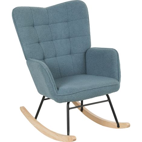 Sillón balancín 98 x 71 x 101 cm, efecto borreguito, azul claro HAVRYA (1/5)