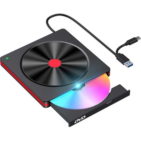 Externer USB-DVD/CD-Brenner, tragbares optisches Laufwerk für PCs und Desktop-Computer, externes Lese-/Schreibgerät
