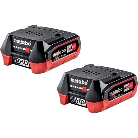 Set di batterie Metabo 2x batterie LiHD 12 V 4,0 Ah / 4000 mAh Li-Ion con indicatore del livello di carica ( 2x 625349000 )
