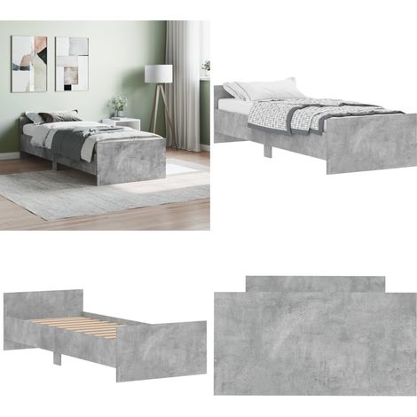 Bettgestell Betongrau 75x190 cm Holzwerkstoff - Bettes Gestell - Holzes Bettgestell - Massivholzbette - Holzrahmen Bett - Einzelbett - Home & Living (1/5)