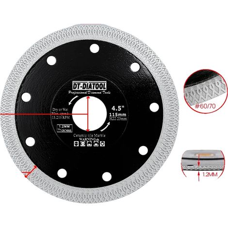 Disque de découpe de carrelage, conception de bord turbo, noyau en acier renforcé, 115mm, 2PCS (1/2)