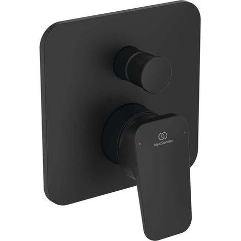 Ideal Standard - Ceraplan, Miscelatore monocomando ad incasso completo per doccia, Due vie, Nero seta (1/4)