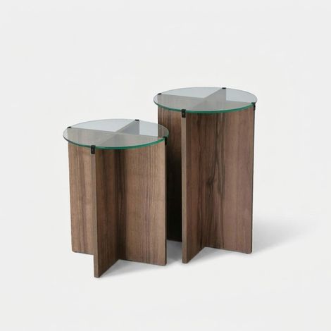Set aus 2 Couchtischen aus gehärtetem Glas Lily