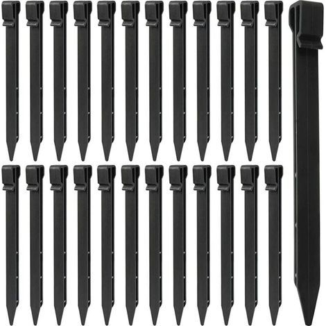 LATERN 25 Pièces Piquets de Sol en Plastique, 25CM Piquets de Bordure de Paysage Robustes Piquets de Tente Pointes d'ancrage pour Tentes Planche Terrasse Bordure Pelouse Jardin Extérieur (Noir) (1/5)
