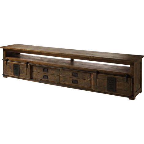 Mobile TV Mango marrone Laccato 260x50x60 cm (BxTxH) montato RAILWAY 455