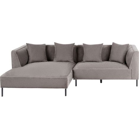 Ecksofa 3-Sitzer SATER Chenillegewebe Taupe rechtsseitig