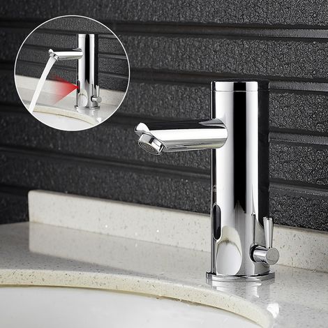 Auralum Mitigeur Lavabo Automatique à Infraroug Intelligent Robinet de Lavabo Infra Rouge Laiton Eau Chaude et Froide Robinet Mitigeur Lavabo Robinetterie Lavabo