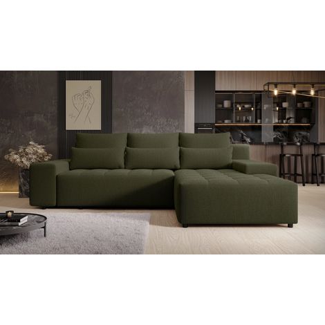 AX LIVING Ecksofa mit Schlaffunktion Alvorada 280 cm dunkelgrün