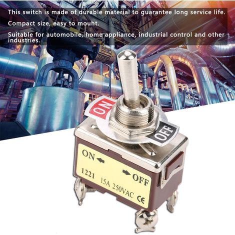 Kippschalter, 2 Positionen, EIN/AUS, 4 Pins, 12-mm-Montage, 15 A, 250 V Wechselstrom (1/5)