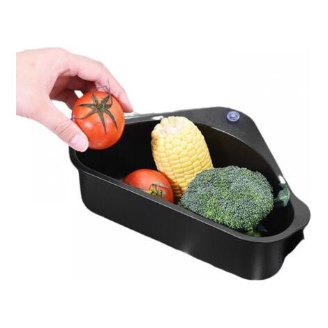 QORVA-Support de rangement pour évier Égouttoir triangulaire Panier de vidange pour évier Panier de vidange pour évier Égouttoir Éplucheur