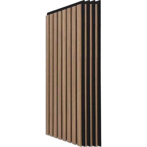 Lot de 20 Panneaux Muraux Acoustiques à Lattes en Bois Décoration d'intérieur,mur,plafond,cuisine,salon,chambre à coucher,bureau,Noyer Foncé (1/5)