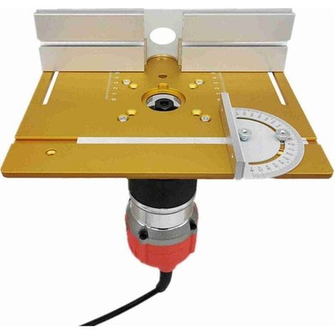 ,Plaque d'insertion de table de toupie à double trou en alliage d'aluminium pour fraiseuse à bois pour machine à découper et à graver électrique,Gold, three-piece set