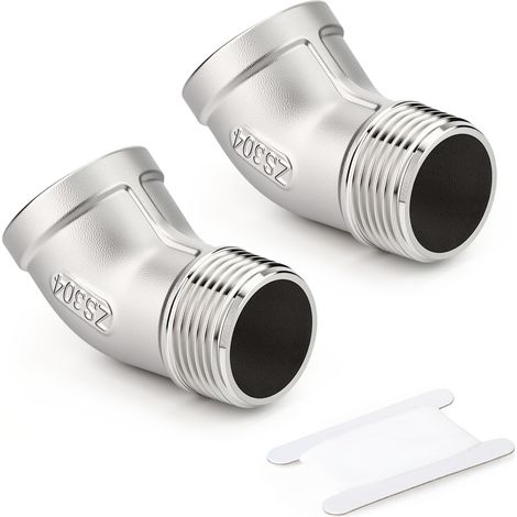 1 pièces coude à 45 degrés en acier inoxydable 304, tuyau mâle 1"BSP vers femelle 1"BSP, raccord de tuyauterie 304 Mbsp X Fbsp(45 Degrés) 1"BSP(2 PCS) (1/5)