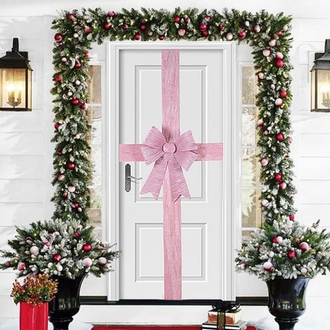 Fiocco Natalizio Rosa Fuoriporta Decorazione di Natale 49x52cm Addobbo per Porta (1/5)