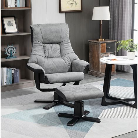 Poltrona relax reclinabile girevole con poggiapiedi OKMYHOME (1/4)