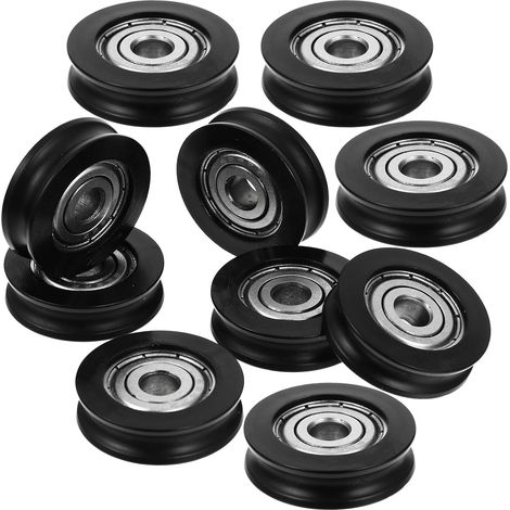Roulette de porte Nylon 10 pièces 6X27X8 mm poulie plastique revêtue à gorge en U, réduction de friction, idéale pour porte coulissante de placard et cuisine (1/5)