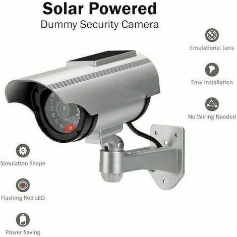 Factice Caméra Surveillance à l'énergie Solaire Appareil-Photo de dôme de télévision en Circuit fermé de sécurité avec la lumière Clignotante de LED pour extérieur Maison Affaires (Argent-1 Pack) (1/3)