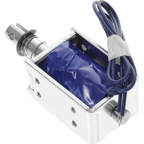 Électroaimant Solénoïde Linéaire à Cadre Argenté, 10 Mm de Course, Haute Conductivité en Cuivre et Fer, Stabilité Thermique Optimale pour Usage Mécanique (1/5)