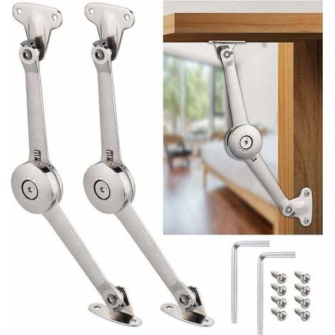 (2 Stück) Soft-Close-Deckelstützscharnier, satiniertes Nickel, 40-Pfund-Stütze, Deckelstützscharnier für Schrank, Spielzeugkisten-Hebestütze FLITI (1/4)
