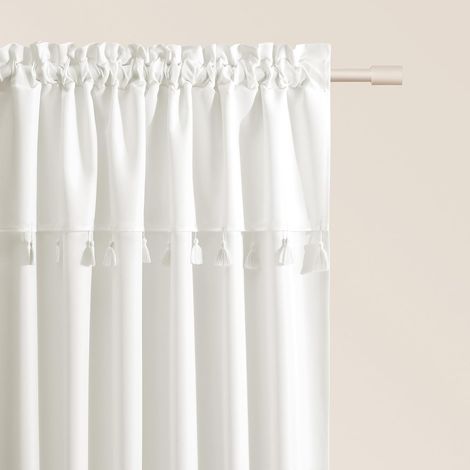 Rideau avec Passe Tringle Astoria 140 x 250 cm Blanc Cassé, 1 pièce (1/5)