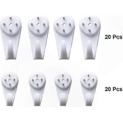 Set mit 40 Wandhaken zum Aufhängen von Fotos, Bildern, Uhren und kleinen Rahmen - Starke Klebebefestigungen, kein Bohren erforderlich, ideal für die Inneneinrichtung. (1/4)