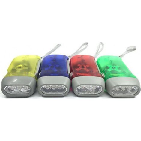 Quatre lampes torches de couleurs différentes, lampes torches à 3 LED auto génératrices (1/5)