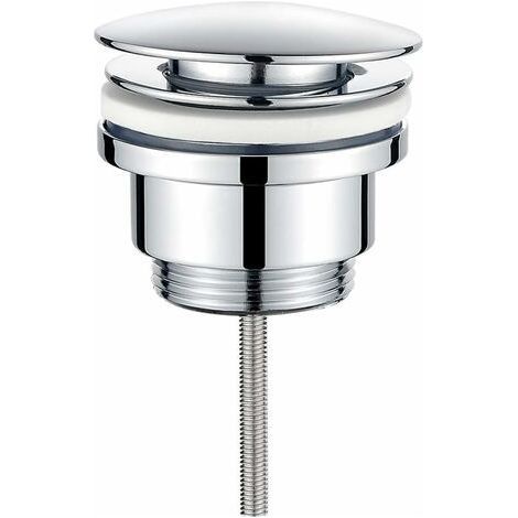 Bonde de vidage pour lavabo de salle de bain POP-UP avec/sans Trop Plein, Bonde de Lavabo Push Open en Métal, Chrome (1/4)