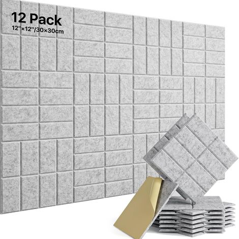 12 pièces de panneaux insonorisants, mousse insonorisante haute densité, panneaux autocollants pour murs, portes, plafonds, bureaux à domicile (1/5)
