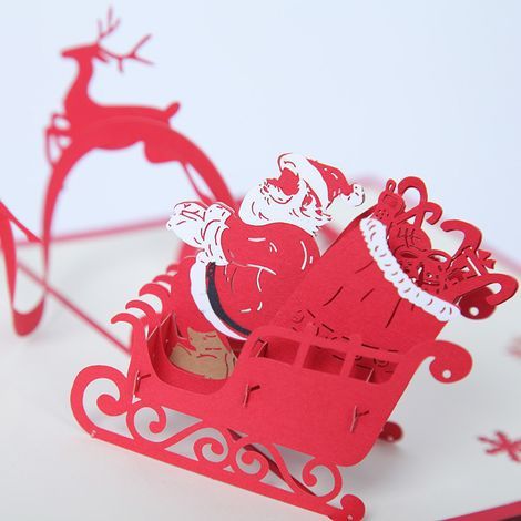 Carte de Noël 3D avec le Père Noël et son renne (1/5)