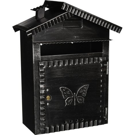 Cassetta Postale Porta Lettere Ferro-Battuto Casetta Antichizzata 22X12X35H cm (1/2)