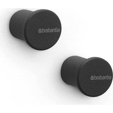 Brabantia - Mindset Ganci porta Asciugamani - Ideali per Bagno o Cucina - Portata 2 kg - Resistenti alla Corrosione - Materiale di Fissaggio Incluso - Set di 2 - Infinite Grey - 2.1 x 2.3 x 2.1 cm (1/4)