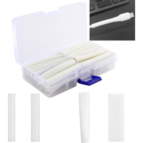 20 Pcs Schrumpfschlauch Weiß Set Wasserdicht, Verhältnis 3:1, Größen 6/8/10/12 mm, mit Kleber, für Reparatur und Schutz von Telefon- und Kopfhörerkabeln (1/5)