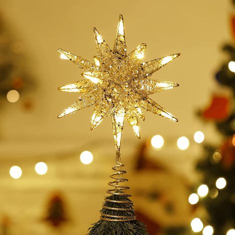 Étoile de Noël avec une Belle étoile avec une Base de Noël, des Lumières LED Décoratives Géométriques 3D Fonctionnent avec une Base Springy pour les Fêtes de Noël (1/5)