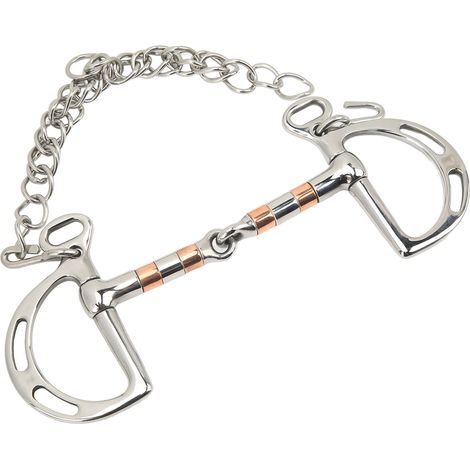 Mors de cheval en acier inoxydable et cuivre, anneau en D avec chaîne pour bouche de 125mm