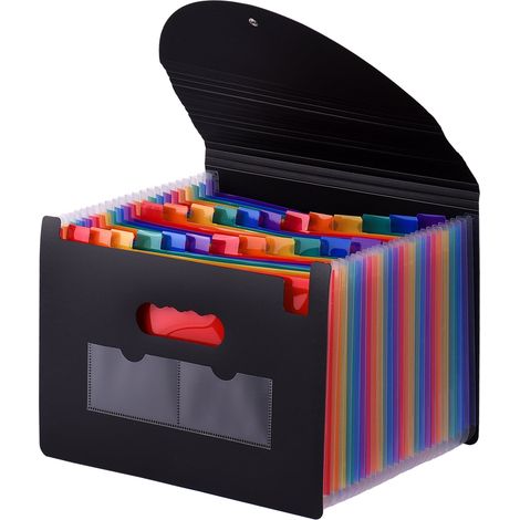 Akkordeon-Aktenordner mit 24 Fächern und Klappe, Dokumentenorganizer im A4- und Letter-Format, Regenbogen-Ordner für Büro, Zuhause und Schule (1/5)