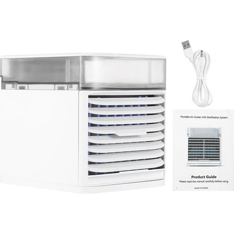 USB-Tischventilator mit 3 Geschwindigkeitsstufen, 41℉-Luftkühlung, UV-Sterilisator und farbiger LED-Beleuchtung