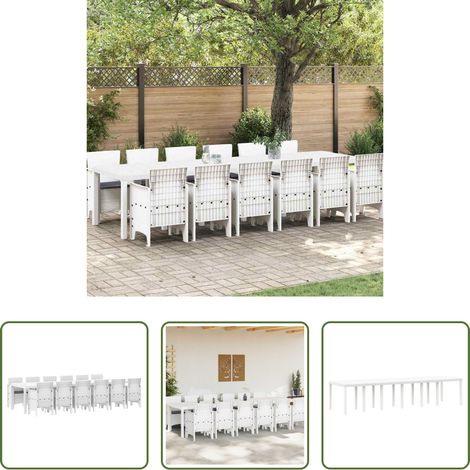 Freiluft Essplatz - Garten Essgruppe 13 pcs Weiß Polt Rattan (1/5)