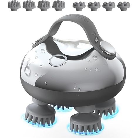 Masseur de cuir chevelu électrique Arboleaf, masseur de tête étanche 5 en 1 avec 128 points de massage, 8 griffes amovibles, cadeau pour maman et papa-AquaForge