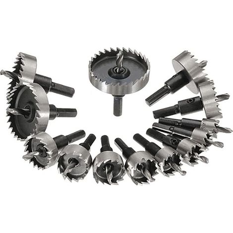 Set di 13 seghe a tazza per metallo da 16 a 53 mm in acciaio al tungsteno, kit di utensili da taglio per acciaio inossidabile, ferro, lamiere di rame, legno (1/5)