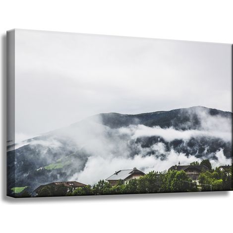 Leinwanddruck Natur – Berge im Nebel, 60 x 40 cm