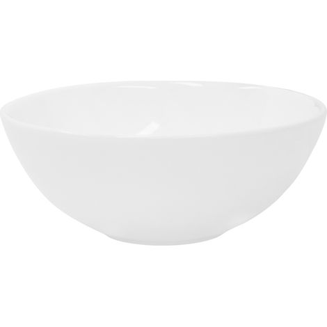 ML-Design Lavabo in Ceramica Bianca Lucida Ø 28 x 11,6 cm Ciotola Lavandino da Appoggio Rotondo Moderno Bacinella Lavamani per il Bagno e Toilette Lavello con Scarico Standard