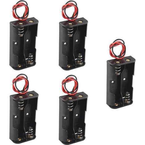 5-teilige Aufbewahrungsbox aus Kunststoff für 2 AA 3V-Batterien mit Kabeln (1/4)