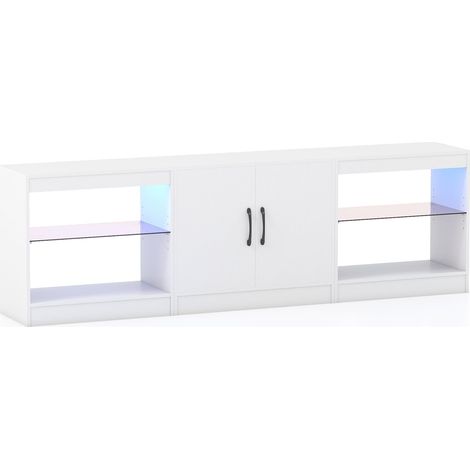Soporte de TV 3 en 1 con LED, estantes ajustables, 85" máx.