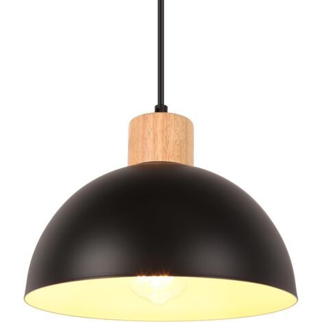 royaluxe- 20CM Lustre En Métal Vintage Suspension Luminaire Moderne Lampe À Suspension D'Intérieur Simple E27, Noir Pour Restaurant Cuisine (1/5)